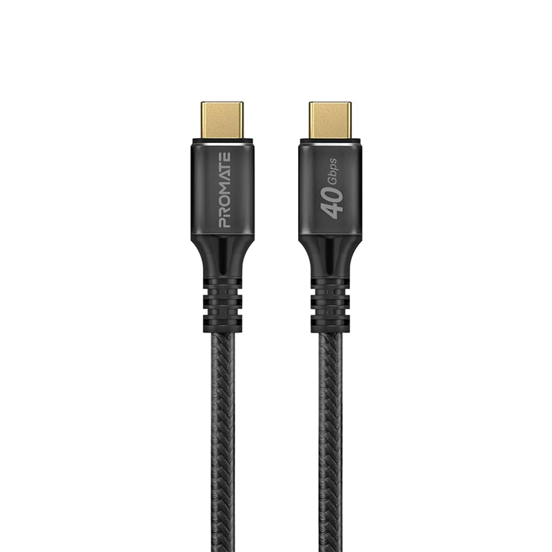 Promate USB-C Cable, Ultra-Fast 240W Power Delivery Thunderbolt 3 Cable with 8K Display Support, Nylon Braided 100cm Cord and 40Gbps Transfer Speed for All Type-C Enabled Devices, PowerBolt240-1M